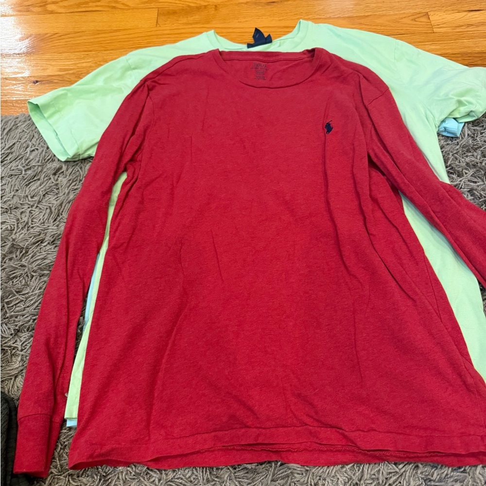 Men’s size M POLO. Three shirts total. Two short sleeve and one long sleeve.